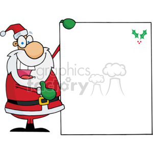 Santa holding a black white board