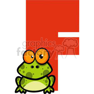 Funny Cartoon Frog with Letter F