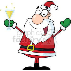 Santa Claus Drinking Champagne