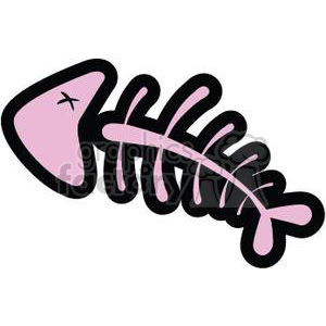   The clipart image shows a stylized pink fish skeleton, commonly used to represent a fish bone or bones. The image depicts the fish