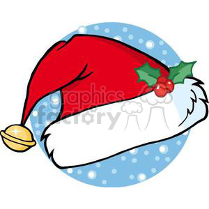 Festive Santa Claus Hat with Holly and Bell