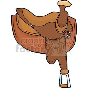 Clipart image of a brown Western horse saddle.