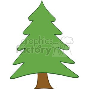 Cartoon illustration of a simple Christmas tree with green triangular layers and a brown trunk.