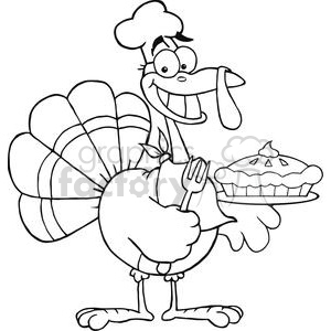 Happy Turkey Chef With Pie