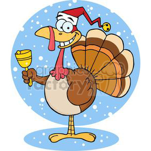 3651-Happy-Turkey-With-Santa-Hat