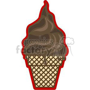 Clipart image of a chocolate ice cream cone.