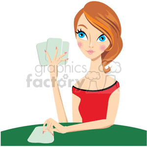 cartoon girl playing poker