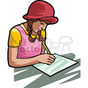 Cartoon student doing an assignment 