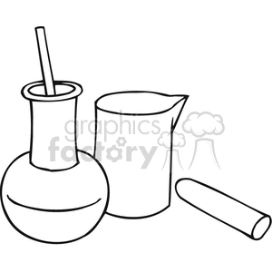 Black and white outline of chemistry beakers 