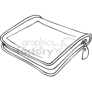 Black and white outline of an organizer with zipper 