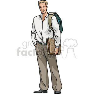 Casual Student or Teacher Holding Folder