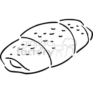 A simple black and white clipart image of a croissant with dotted details indicating texture.