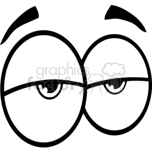 A clipart image of a cartoon face with tired or sleepy eyes and raised eyebrows.