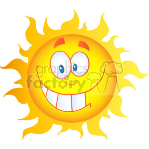 12906 RF Clipart Illustration Happy Sun Cartoon Character
