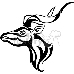 This clipart image features a stylized outline of a gazelle. The artwork is done in black and white, with bold, flowing lines that accentuate the gazelle's features and suggest a sense of movement and grace. The design is simple and clean, making it suitable for vinyl applications or as a tattoo template.