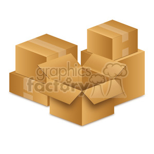 An illustration of several cardboard boxes, including one open box. The image is suitable for topics related to shipping, moving, and packaging.