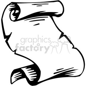 A black and white clipart image of an old, rolled parchment scroll.