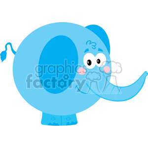 Blue Cartoon Elephant - Friendly and Comical