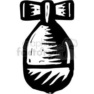 The clipart image depicts a stylized representation of a bomb, commonly associated with classic unguided bombs dropped from aircraft. The image shows a simplified, iconic shape of a bomb with a finned tail and what appears to be a fused nose.