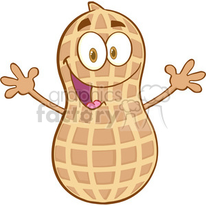 Peanut Cartoon Mascot Character With Welcoming Open Arms