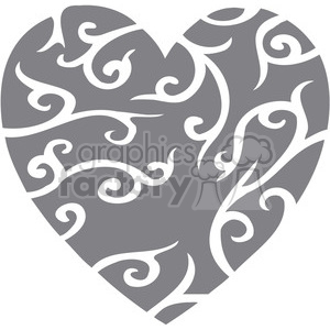 Clipart image of a stylish heart shape with swirling patterns, suitable for Valentine's themes.