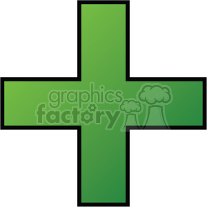 A green, bold, plus sign clipart, symbolizing addition in mathematics.