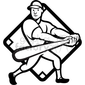 black and white baseball player batting side low diamond