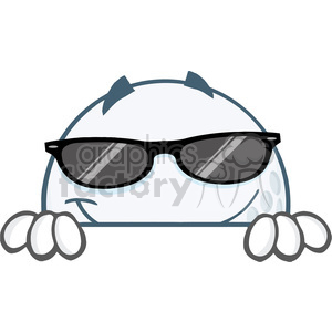 5745 Royalty Free Clip Art Smiling Golf Ball With Sunglasses Hiding Behind A Sign
