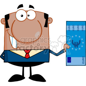   5574 Royalty Free Clip Art Smiling African American Business Man Holding A Euro Bill 