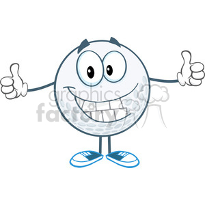   5739 Royalty Free Clip Art Smiling Golf Ball Cartoon Character Giving A Thumb Up 