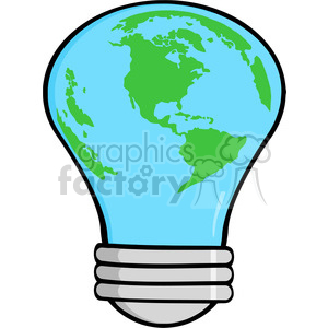 A humorous clipart image of a lightbulb featuring a map of the Earth, symbolizing global ideas and innovation.