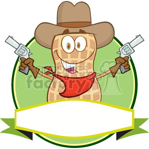 6804 Royalty Free Clip Art Peanut Cowboy Cartoon Mascot Label