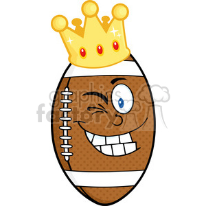 6569 Royalty Free Clip Art Happy American Football Ball Cartoon Character With Gold Crown Winking