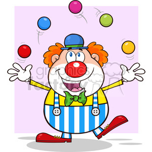 Cheerful Cartoon Clown Juggling Colorful Balls