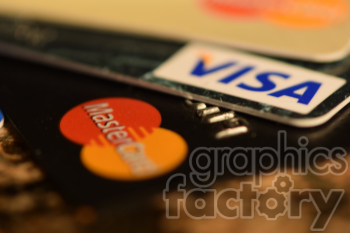 This photo shows a couple of credit cards that are common, such as Visa and Mastercard