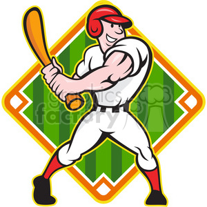 baseball player batting side baseball diamond