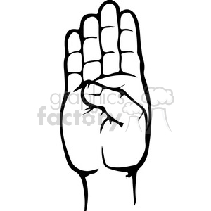   The clipart image depicts a hand gesture representing the letter B in the American Sign Language (ASL) alphabet. It