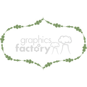 A clipart image of a decorative green leaf border with a delicate, symmetrical pattern framing an empty space in the center.