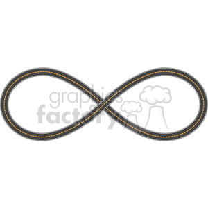 This clipart image features a roadway in the shape of an infinity symbol, with yellow dashed lines in the center.