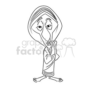   mother teresa cartoon in black and white 