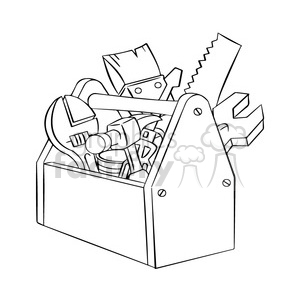 black and white image of tool box herramientas de carpinteria negro