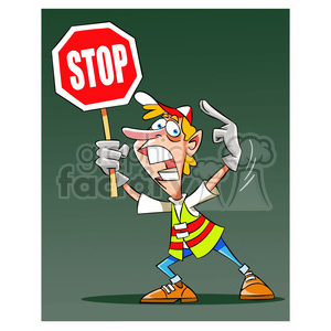   construction worker holding a stop sign 