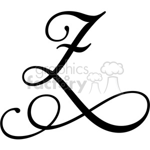   The clipart image shows a monogram letter "z". The letter is stylized with a decorative font 