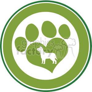 Green Paw Print and Dog Silhouette for Pet Lovers