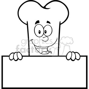 Royalty Free RF Clipart Illustration Black And White Smiling Bone Cartoon Mascot Character Over A Blank Sign