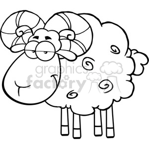 This clipart image features a cartoon-style, funny drawing of a sheep with exaggerated facial features, with a large, smiling face.