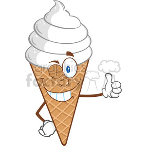   Royalty Free RF Clipart Illustration Winking Ice Cream Cartoon Mascot Character Holding A Thumb Up 