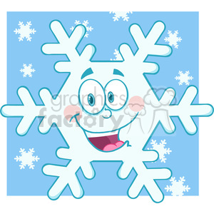   6963 Royalty Free RF Clipart Illustration Smiling Snowflake Cartoon Mascot Character 