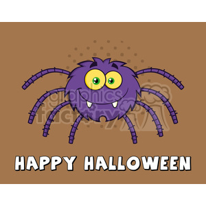 8952 Royalty Free RF Clipart Illustration Funny Spider Cartoon Character Vector Illustration With Background And Text