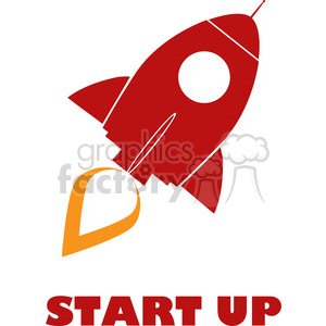 8313 Royalty Free RF Clipart Illustration Red Retro Rocket Ship Concept Vector Illustration With Text